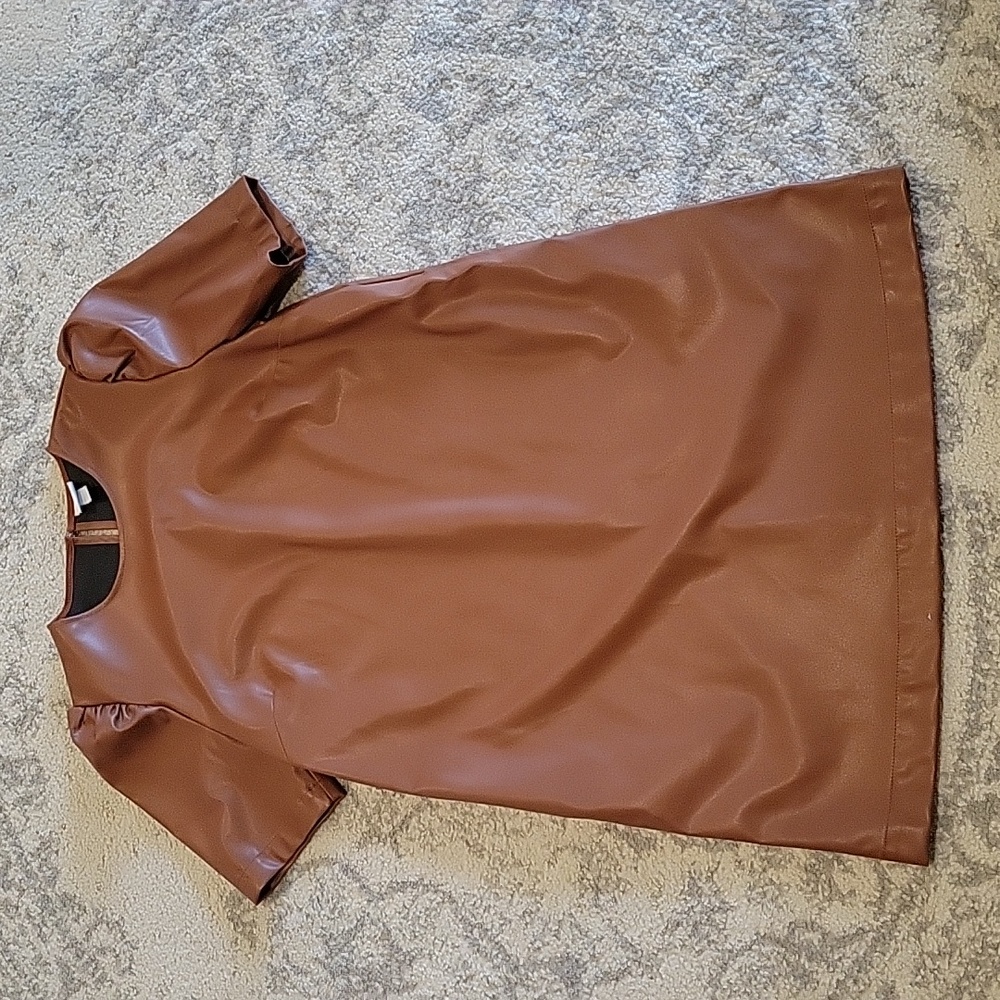 Faux Leather short sleeve dress